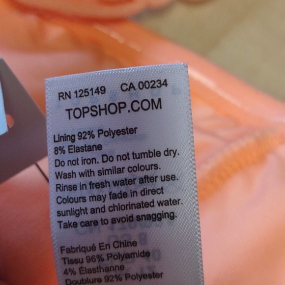 TOPSHOP Velour Bandeau Bikini Top 8 Peach - Picture 9 of 10